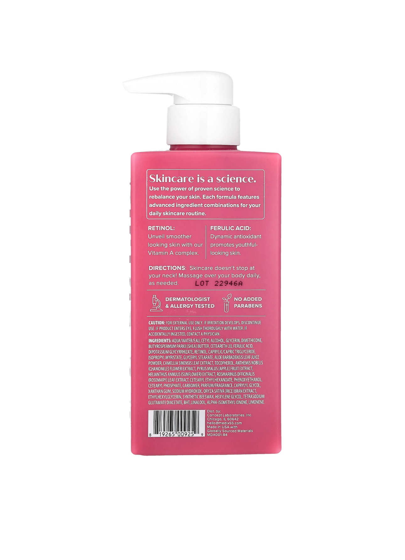 Medix 5.5, Crème pour le corps, Anti-âge, Rétinol et acide férulique, 444 ml – Image 2